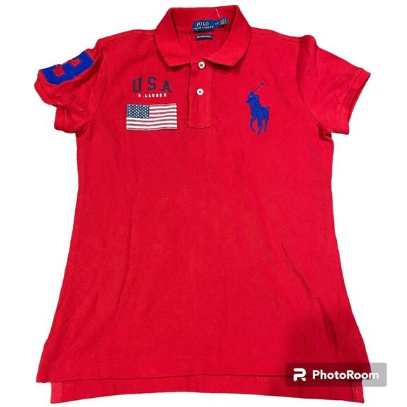 Ralph Lauren Tops - Polo Ralph Lauren Big Pony Red Shirt Men's Custom Fit Mesh USA Sz Small